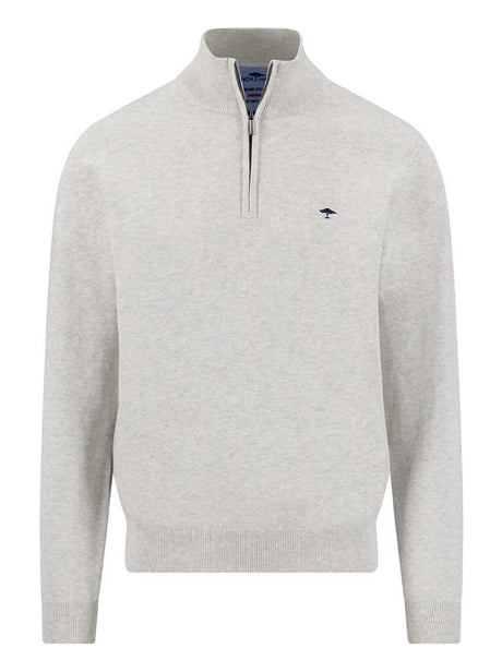 Fynch Hatton Knitwear & Jumpers Fynch Hatton - Snow White 1/4 Zip Superfine Cotton Jumper