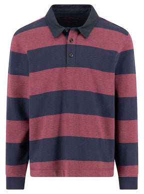 Fynch Hatton Knitwear & Jumpers Fynch Hatton - Striped Deep Merlot Rugby Shirt