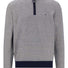 Fynch Hatton Knitwear & Jumpers Fynch Hatton - Striped Superfine Cotton Quarter Zip Navy Jumper