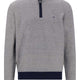 Fynch Hatton Knitwear & Jumpers Fynch Hatton - Striped Superfine Cotton Quarter Zip Navy Jumper