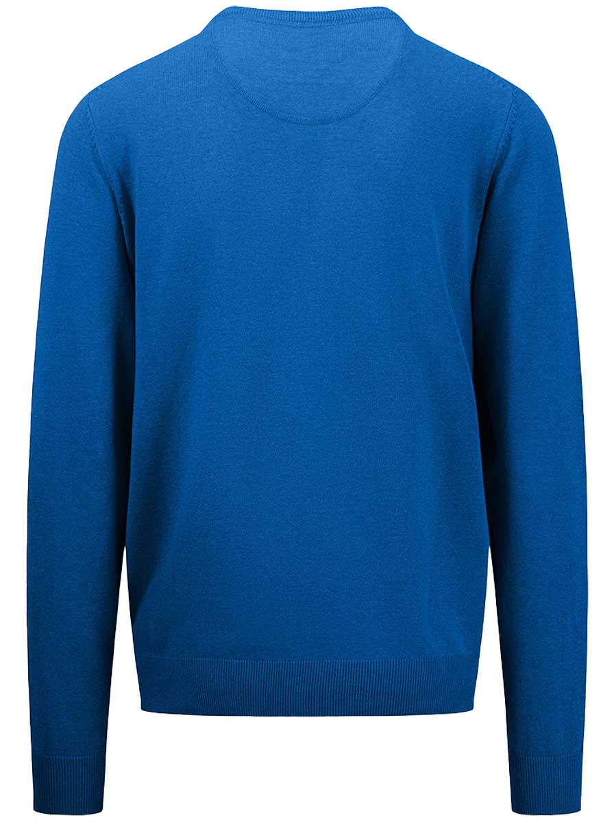 Fynch Hatton Knitwear & Jumpers Fynch Hatton - Superfine Cotton Crew Neck Blue Jumper