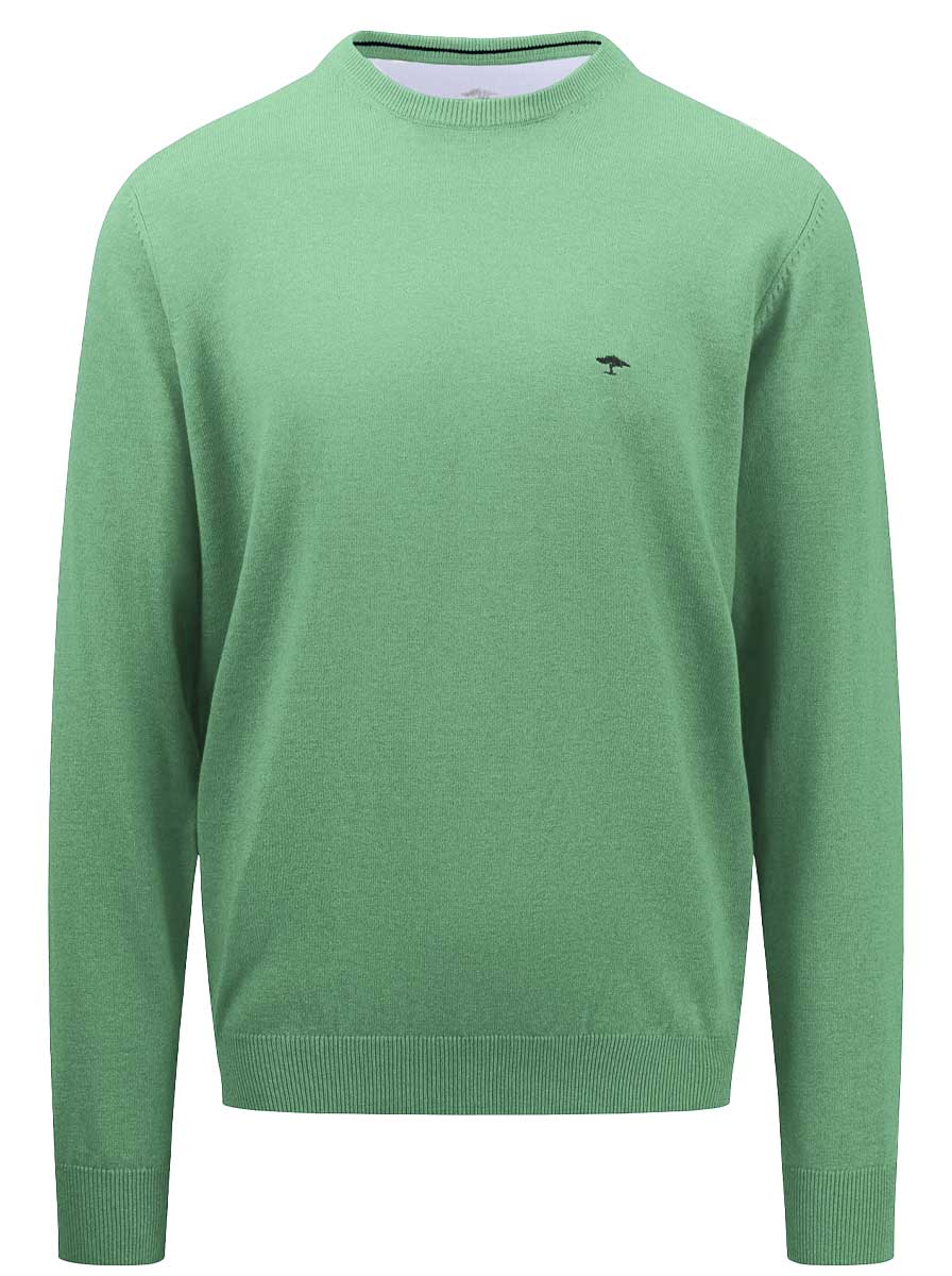 Fynch Hatton Knitwear & Jumpers Fynch Hatton - Superfine Cotton Crew Neck Green Jumper