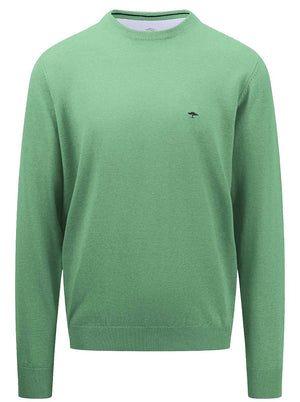 Fynch Hatton Knitwear & Jumpers Fynch Hatton - Superfine Cotton Crew Neck Green Jumper