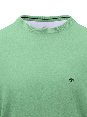 Fynch Hatton Knitwear & Jumpers Fynch Hatton - Superfine Cotton Crew Neck Green Jumper