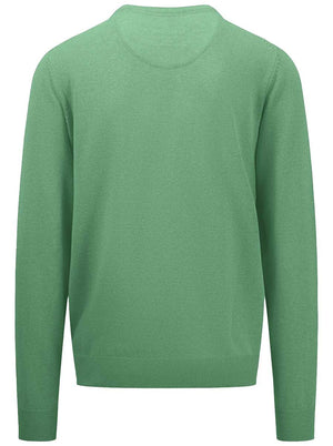 Fynch Hatton Knitwear & Jumpers Fynch Hatton - Superfine Cotton Crew Neck Green Jumper