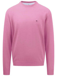 Fynch Hatton Knitwear & Jumpers Fynch Hatton - Superfine Cotton Crew Neck Pink Jumper