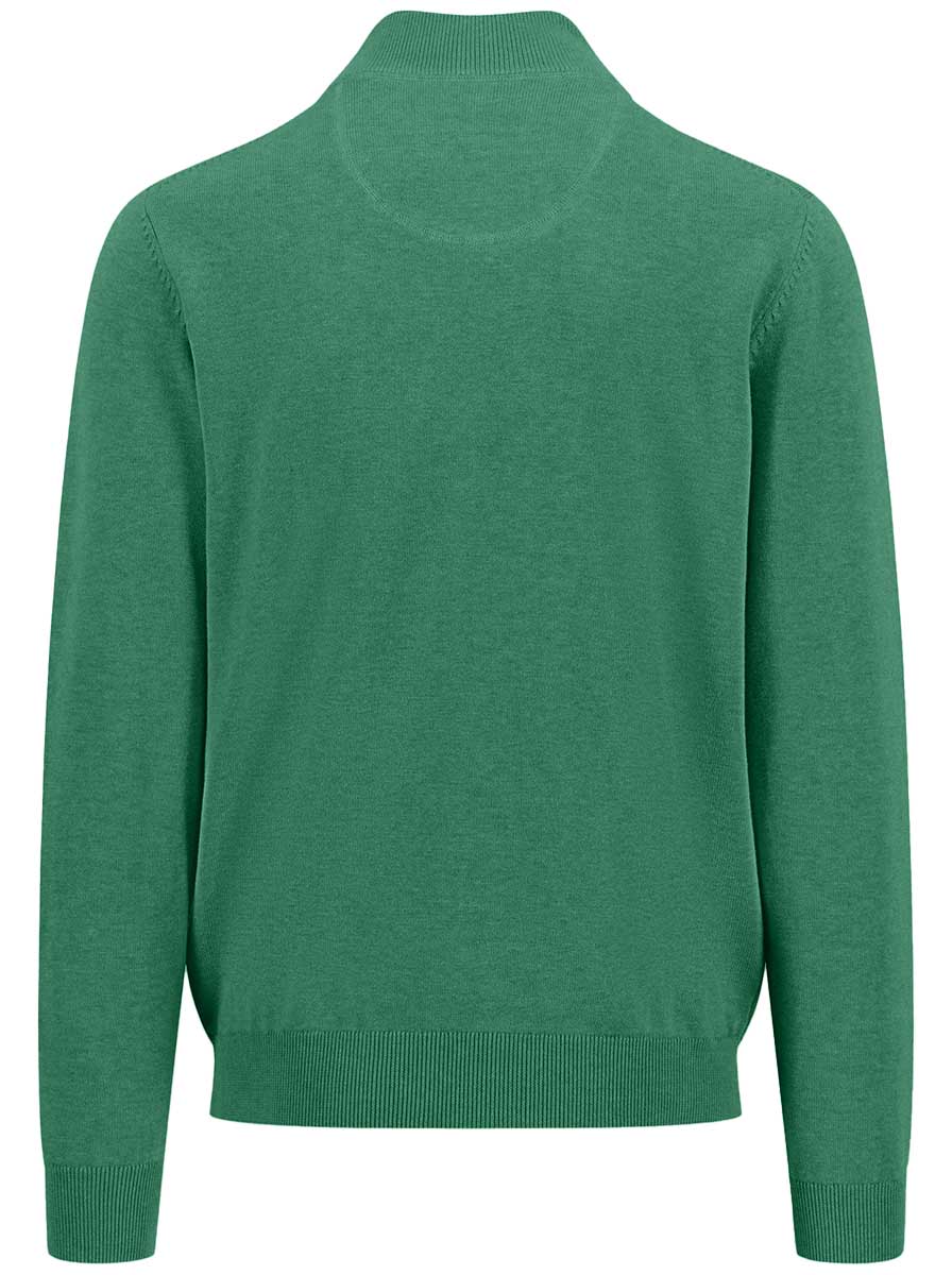 Fynch Hatton Knitwear & Jumpers Fynch Hatton - Superfine Cotton Quarter Zip Jade Jumper