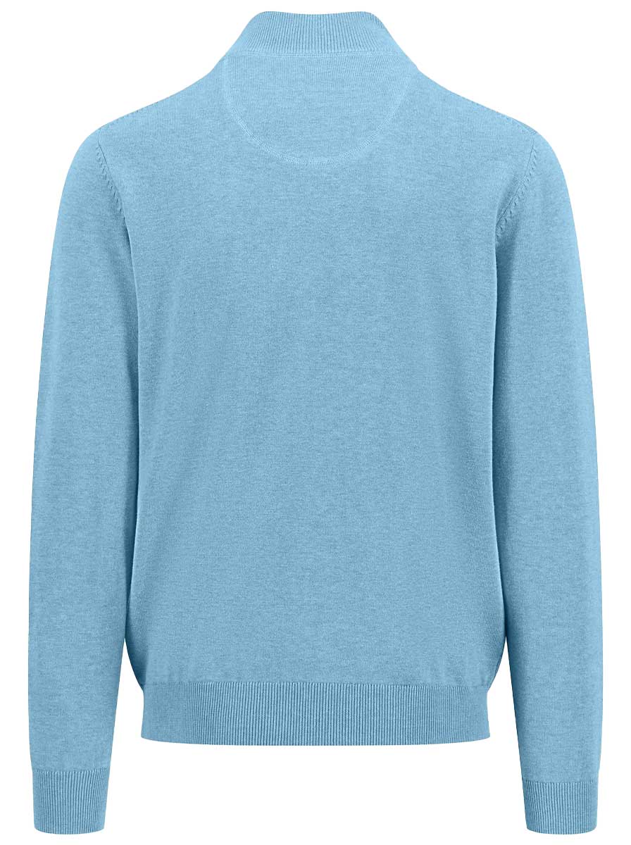 Fynch Hatton Knitwear & Jumpers Fynch Hatton - Superfine Cotton Quarter Zip Ocean Jumper