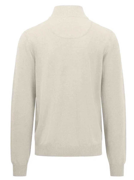 Fynch Hatton Knitwear & Jumpers Fynch Hatton - Superfine Cotton Quarter Zip Off White Jumper