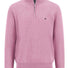 Fynch Hatton Knitwear & Jumpers Fynch Hatton - Superfine Cotton Quarter Zip Pink Jumper