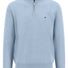 Fynch Hatton Knitwear & Jumpers Fynch Hatton - Superfine Cotton Quarter Zip Sky Jumper