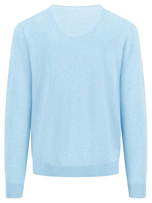 Fynch Hatton Knitwear & Jumpers Fynch Hatton - Superfine Cotton V-Neck Ocean Jumper