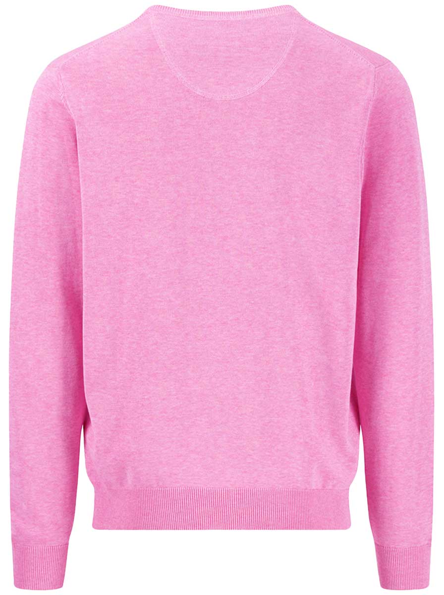 Fynch Hatton Knitwear & Jumpers Fynch Hatton - Superfine Cotton V-Neck Pink Jumper