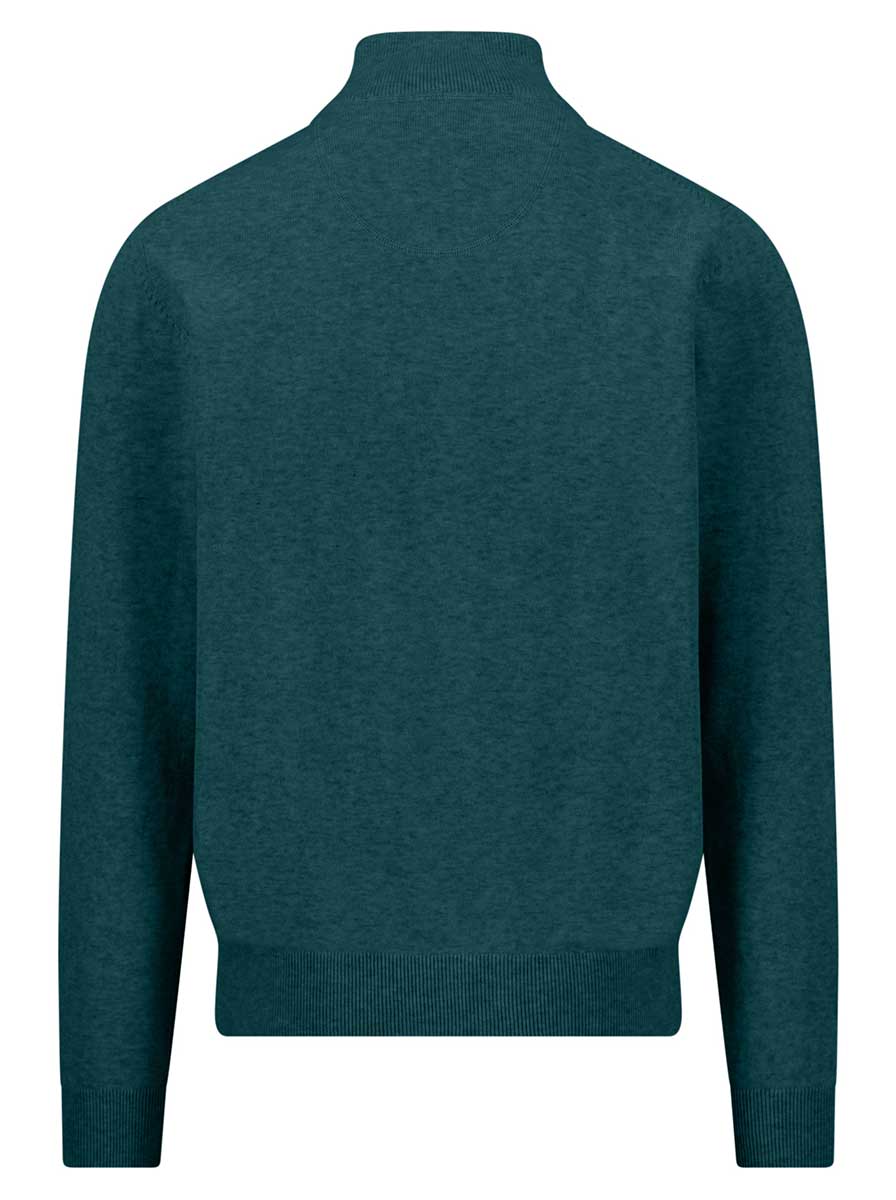 Fynch Hatton Knitwear & Jumpers Fynch Hatton - Teal 1/4 Zip Superfine Cotton Jumper