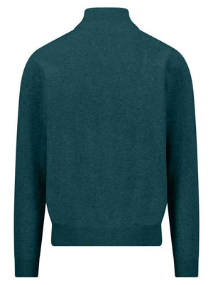 Fynch Hatton Knitwear & Jumpers Fynch Hatton - Teal 1/4 Zip Superfine Cotton Jumper