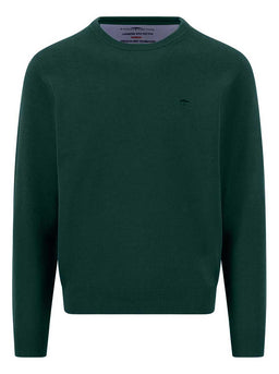 Fynch Hatton Knitwear & Jumpers Fynch Hatton - Teal Crew Neck Superfine Cotton Jumper