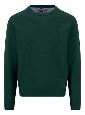 Fynch Hatton Knitwear & Jumpers Fynch Hatton - Teal Crew Neck Superfine Cotton Jumper