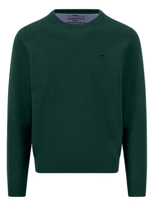 Fynch Hatton Knitwear & Jumpers Fynch Hatton - Teal Crew Neck Superfine Cotton Jumper