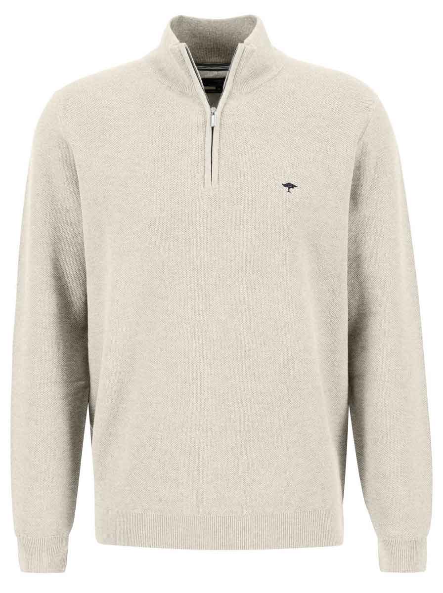 Fynch Hatton Textured Half Zip Jumper at Andrew Gardner