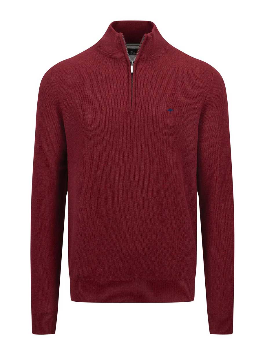 Fynch Hatton Knitwear & Jumpers Fynch Hatton - Textured Cotton Half Zip Jumper