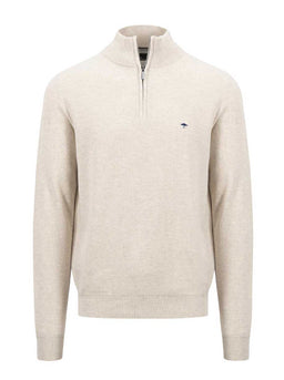 Fynch Hatton Knitwear & Jumpers Fynch Hatton - Textured Cotton Half Zip Jumper