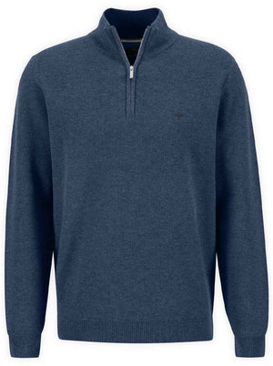 Fynch Hatton Knitwear & Jumpers Fynch Hatton - Textured Cotton Half Zip Jumper