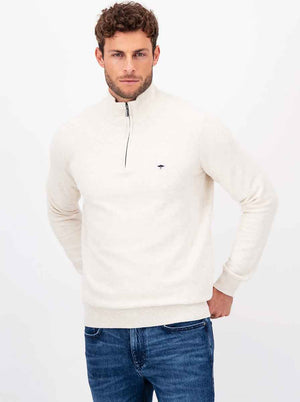 Fynch Hatton Knitwear & Jumpers Fynch Hatton - Textured Cotton Half Zip Jumper