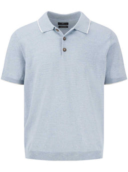Fynch Hatton Polo & T-Shirts Fynch Hatton - Cotton/Linen Knitted Sky Polo Shirt