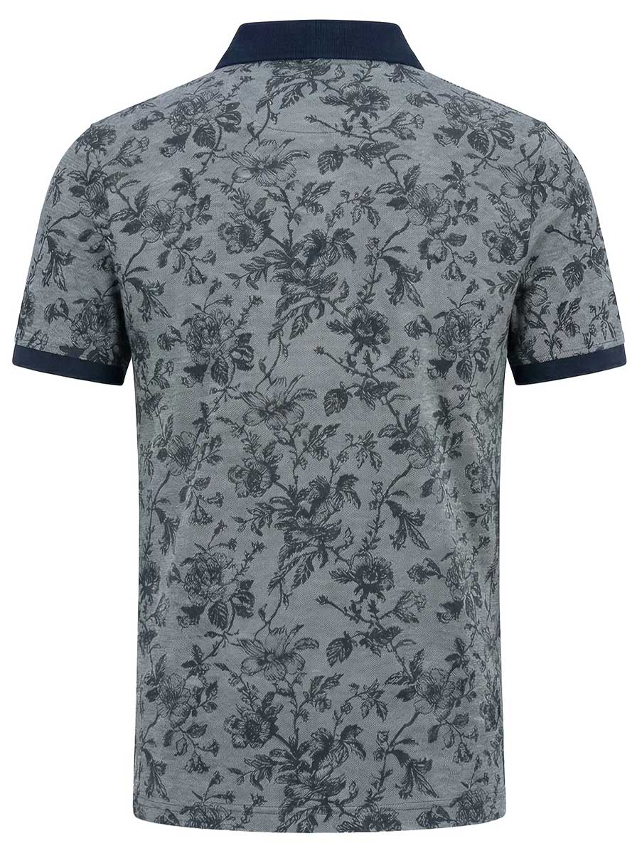 Fynch Hatton Polo & T-Shirts Fynch Hatton - Floral Print Cotton Navy Polo Shirt