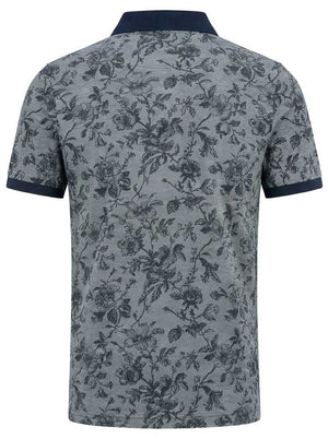 Fynch Hatton Polo & T-Shirts Fynch Hatton - Floral Print Cotton Navy Polo Shirt