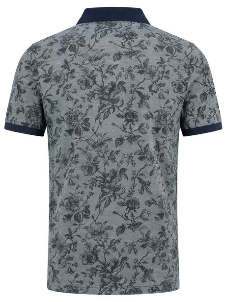 Fynch Hatton Polo & T-Shirts Fynch Hatton - Floral Print Cotton Navy Polo Shirt