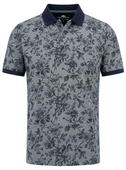 Fynch Hatton Polo & T-Shirts Fynch Hatton - Floral Print Cotton Navy Polo Shirt