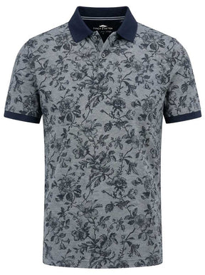 Fynch Hatton Polo & T-Shirts Fynch Hatton - Floral Print Cotton Navy Polo Shirt