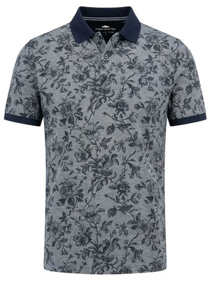 Fynch Hatton Polo & T-Shirts Fynch Hatton - Floral Print Cotton Navy Polo Shirt
