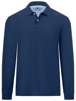 Fynch Hatton Polo & T-Shirts Fynch Hatton - Premium Cotton Blue Long Sleeve Polo