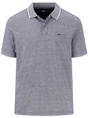 Fynch Hatton Polo & T-Shirts Fynch Hatton - Premium Cotton Jacquard Print Navy Polo Shirt