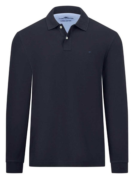 Fynch Hatton Polo & T-Shirts Fynch Hatton - Premium Cotton Navy Long Sleeve Polo