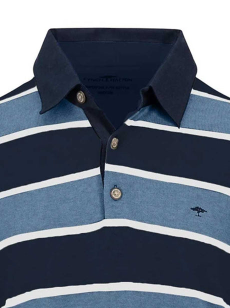 Fynch Hatton Polo & T-Shirts Fynch Hatton - Premium Cotton Striped Blue Rugby Shirt