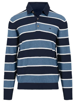 Fynch Hatton Polo & T-Shirts Fynch Hatton - Premium Cotton Striped Blue Rugby Shirt
