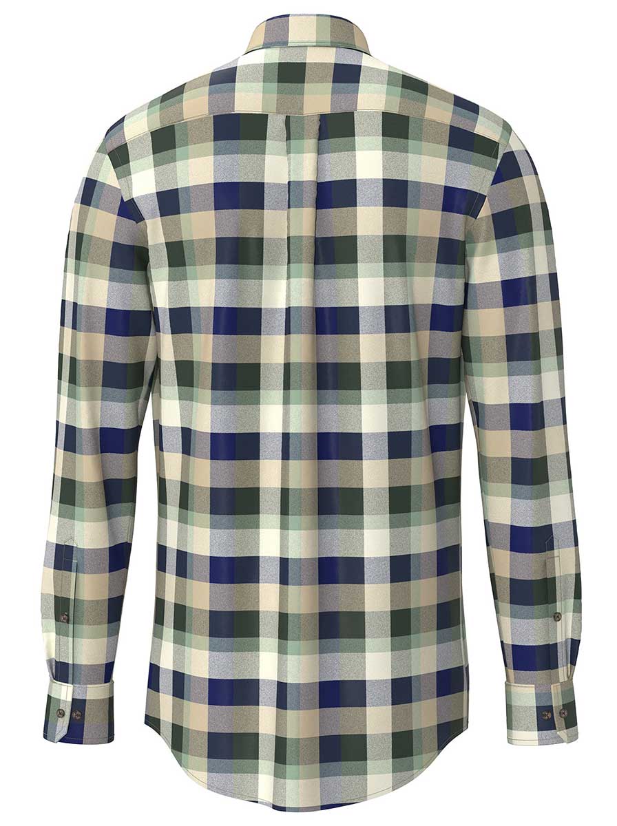 Fynch Hatton Shirts Fynch Hatton - Check Cotton Flannel Long Sleeve Dark Ivy Shirt
