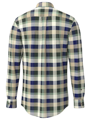 Fynch Hatton Shirts Fynch Hatton - Check Cotton Flannel Long Sleeve Dark Ivy Shirt