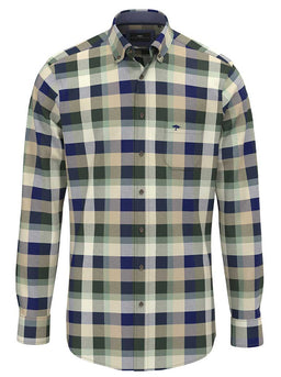 Fynch Hatton Shirts Fynch Hatton - Check Cotton Flannel Long Sleeve Dark Ivy Shirt