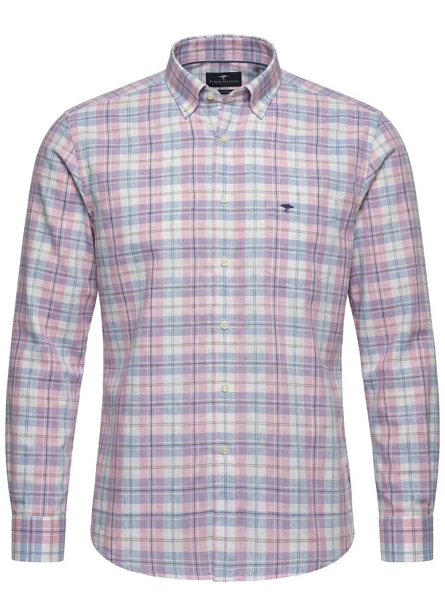 Fynch Hatton Shirts Fynch Hatton - Check Cotton Long Sleeve Magnolia Shirt
