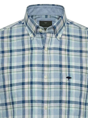 Fynch Hatton Shirts Fynch Hatton - Check Cotton Long Sleeve Mint Shirt