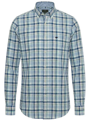 Fynch Hatton Shirts Fynch Hatton - Check Cotton Long Sleeve Mint Shirt