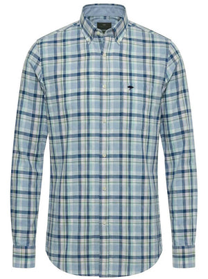 Fynch Hatton Shirts Fynch Hatton - Check Cotton Long Sleeve Mint Shirt
