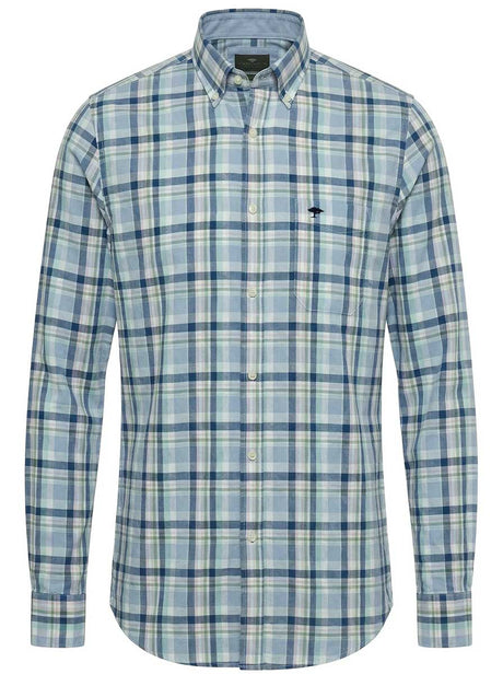 Fynch Hatton Shirts Fynch Hatton - Check Cotton Long Sleeve Mint Shirt