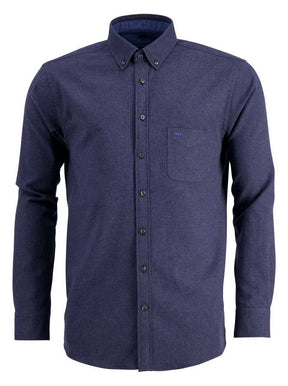 Fynch Hatton Shirts Fynch Hatton - Cotton Flannel Long Sleeve Navy Shirt
