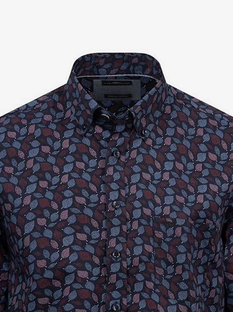 Fynch Hatton Shirts Fynch Hatton - Cotton Leaf Print Shirt