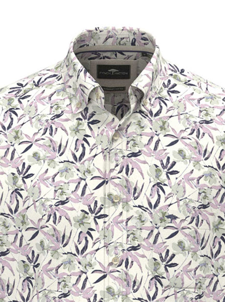 Fynch Hatton Shirts Fynch Hatton - Floral Print Cotton Long Sleeve Magnolia Shirt